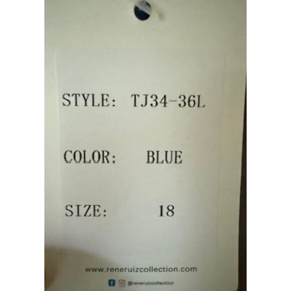 RENE RUIZ Collection NWT Blue Printed One Shoulder Gown Plus Sz 18 - Picture 5 of 8